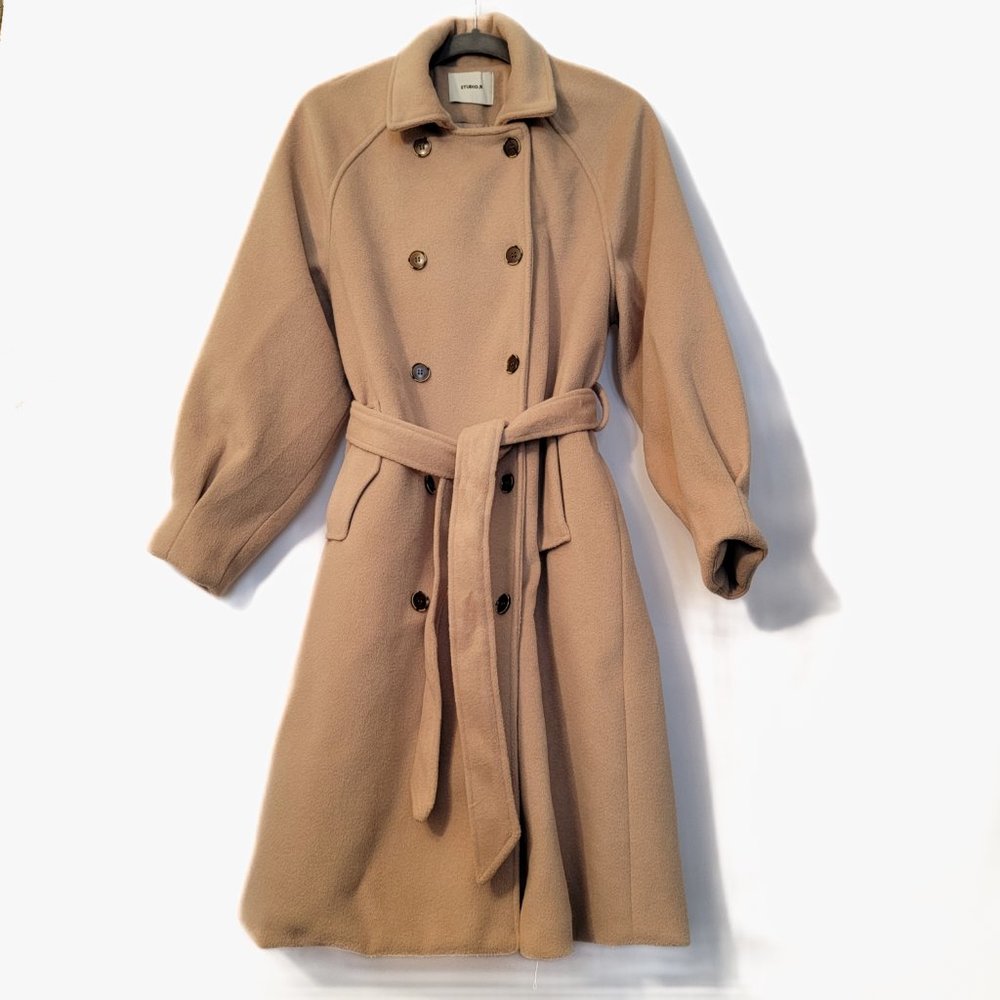 Timeless Double-Breasted Camel High Quality Coat with Quilted Lining Tan (S)